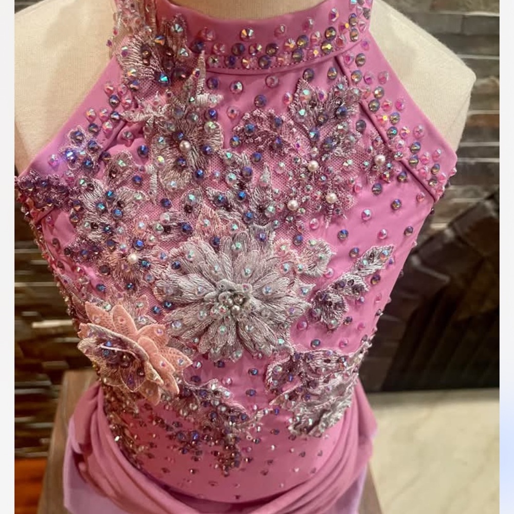 Custom Made Pink Embellished Dance Costume - Picture 2 of 4